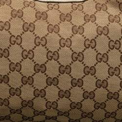 Gucci White/Beige GG Canvas and Leather Charmy Hobo 