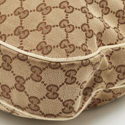 Gucci White/Beige GG Canvas and Leather Charmy Hobo 