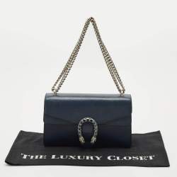 Gucci Navy Blue Leather Small Dionysus Shoulder Bag