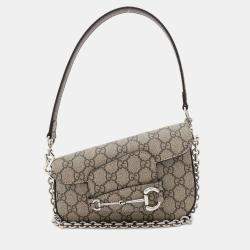 Gucci Beige GG Supreme Canvas and Leather Horsebit 1955 Mini Shoulder Bag