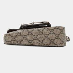 Gucci Beige GG Supreme Canvas and Leather Horsebit 1955 Mini Shoulder Bag