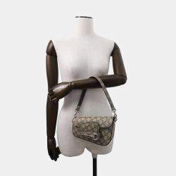 Gucci Beige GG Supreme Canvas and Leather Horsebit 1955 Mini Shoulder Bag