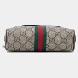 Gucci Beige & Brown PVC and Leather Ophidia GG Supreme Shoulder Bag