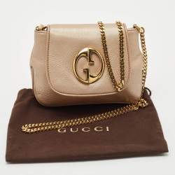Gucci Metallic Beige Leather Small 1973 Chain Crossbody Bag