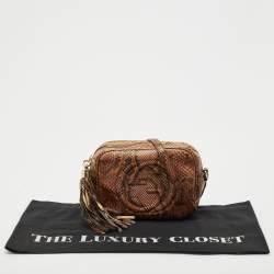 Gucci Brown/Orange Python Small Soho Disco Crossbody Bag