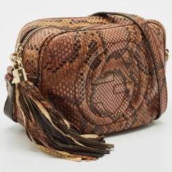 Gucci Brown/Orange Python Small Soho Disco Crossbody Bag