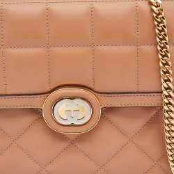 Gucci Beige Quilted Leather Small Deco Shoulder Bag