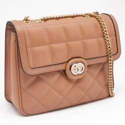 Gucci Beige Quilted Leather Small Deco Shoulder Bag