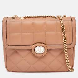 Gucci Beige Quilted Leather Small Deco Shoulder Bag