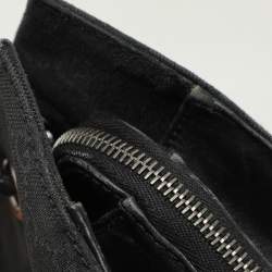Pre Owned Gucci Black GG Canvas and Leather Braided Handle Tote