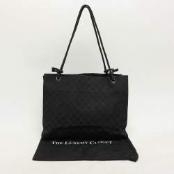Pre Owned Gucci Black GG Canvas and Leather Braided Handle Tote