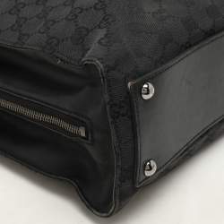Pre Owned Gucci Black GG Canvas and Leather Braided Handle Tote