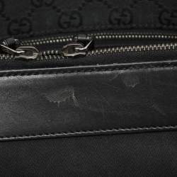 Pre Owned Gucci Black GG Canvas and Leather Braided Handle Tote