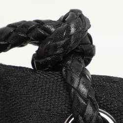 Pre Owned Gucci Black GG Canvas and Leather Braided Handle Tote