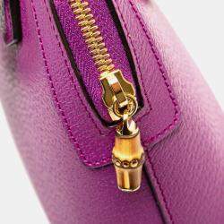 Gucci Purple Mini Dollar Calfskin Bamboo Diana Dome Satchel
