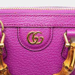 Gucci Purple Mini Dollar Calfskin Bamboo Diana Dome Satchel
