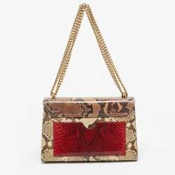 Gucci Beige/Red Python Medium Padlock Shoulder Bag