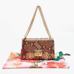 Gucci Beige/Red Python Medium Padlock Shoulder Bag