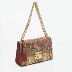 Gucci Beige/Red Python Medium Padlock Shoulder Bag