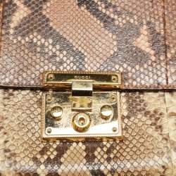 Gucci Beige/Red Python Medium Padlock Shoulder Bag
