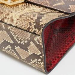 Gucci Beige/Red Python Medium Padlock Shoulder Bag
