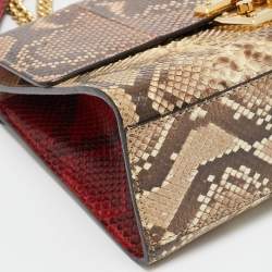 Gucci Beige/Red Python Medium Padlock Shoulder Bag
