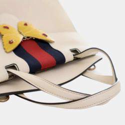 Gucci White Medium Web Linea Butterfly Totem Satchel