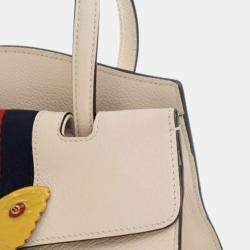 Gucci White Medium Web Linea Butterfly Totem Satchel