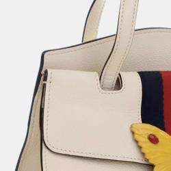 Gucci White Medium Web Linea Butterfly Totem Satchel