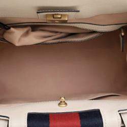 Gucci White Medium Web Linea Butterfly Totem Satchel