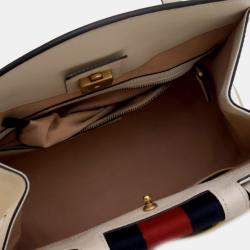 Gucci White Medium Web Linea Butterfly Totem Satchel