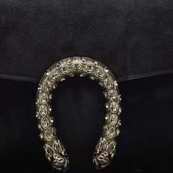 Gucci Black Suede Dionysus Crystals Flap Clutch