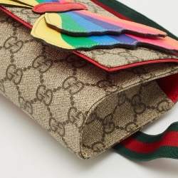 Pre Owned Gucci Beige GG Supreme Canvas Butterfly Waist Belt Bag