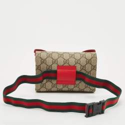 Pre Owned Gucci Beige GG Supreme Canvas Butterfly Waist Belt Bag