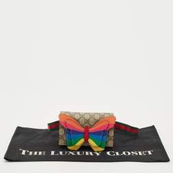 Pre Owned Gucci Beige GG Supreme Canvas Butterfly Waist Belt Bag