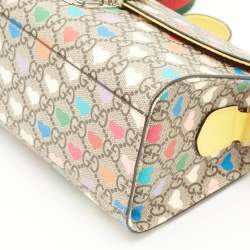 Gucci Multicolor GG Hearts Supreme Canvas and Leather Messenger Bag
