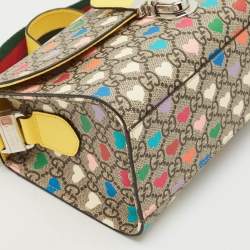 Gucci Multicolor GG Hearts Supreme Canvas and Leather Messenger Bag