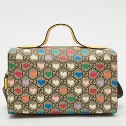 Gucci Multicolor GG Hearts Supreme Canvas and Leather Messenger Bag