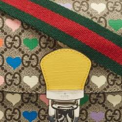 Gucci Multicolor GG Hearts Supreme Canvas and Leather Messenger Bag