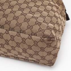 Pre Owned Gucci Beige GG Canvas and Leather Medium Horsebit Shoulder Bag