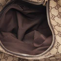 Pre Owned Gucci Beige GG Canvas and Leather Medium Horsebit Shoulder Bag