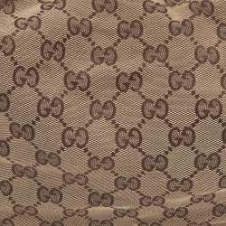Pre Owned Gucci Beige GG Canvas and Leather Medium Horsebit Shoulder Bag