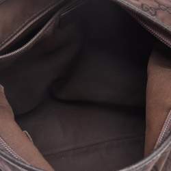Gucci Dark Brown GG Fabric and Leather Abbey D-Ring Messenger Bag