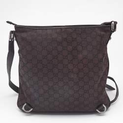 Gucci Dark Brown GG Fabric and Leather Abbey D-Ring Messenger Bag