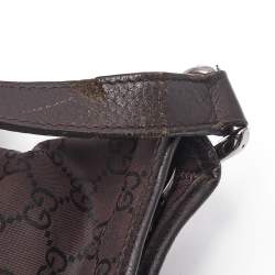 Gucci Dark Brown GG Fabric and Leather Abbey D-Ring Messenger Bag