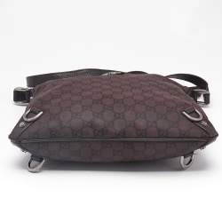 Gucci Dark Brown GG Fabric and Leather Abbey D-Ring Messenger Bag