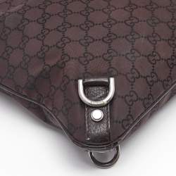 Gucci Dark Brown GG Fabric and Leather Abbey D-Ring Messenger Bag