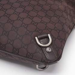 Gucci Dark Brown GG Fabric and Leather Abbey D-Ring Messenger Bag