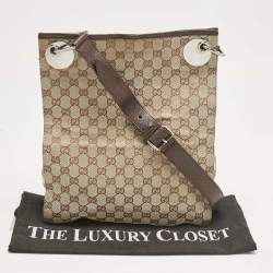 Gucci Beige/Brown GG Canvas and Leather Eclipse Messenger Bag