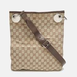 Gucci Beige/Brown GG Canvas and Leather Eclipse Messenger Bag